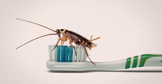 cockroach on toothbrush